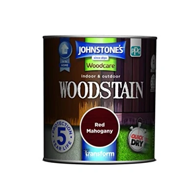 Image of Johnstone&#039;s Woodcare Indoor and Outdoor Woodstain Red Mahogany 250ml