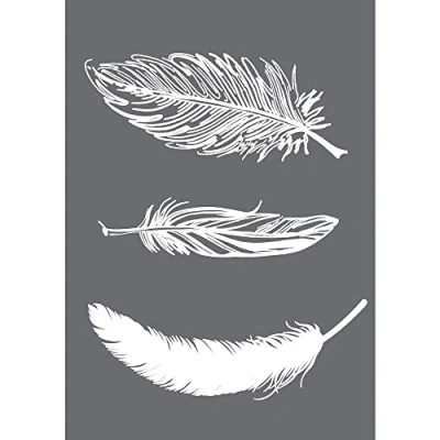 Image of Rayher 4504000 adhesive Silkscreen, reusable Silk Screen Stencil, Feathers