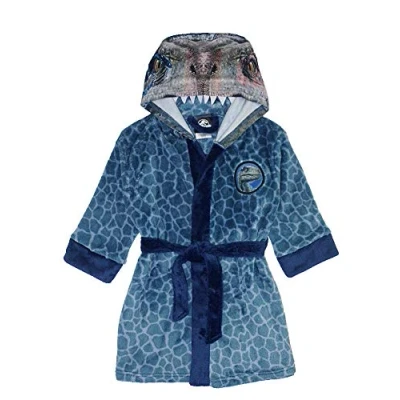 Image of Jurassic World Dinosaur Boys Blue Raptor Fleece Robe (8, Blue)