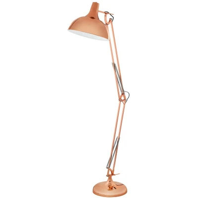 Image of EGLO Borgillio floor lamp, 1 flame vintage lamp in industrial design, light made of steel, Colour: copper, Socket: E27, incl. foot operated switch