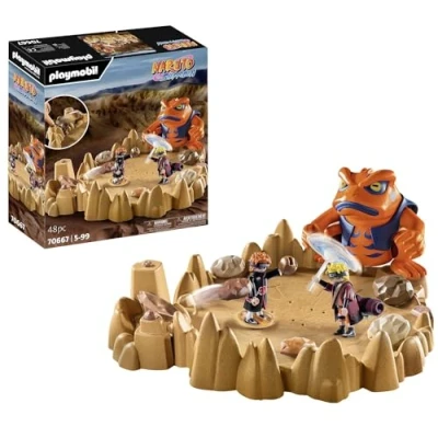 Image of Playmobil 70667 Naruto SHIPPUDEN vs. Pain, Exciting battle with crater base plate and giant toad Gamakichi, anime collectors figure, collectable playset suitable for children fans ages 5+