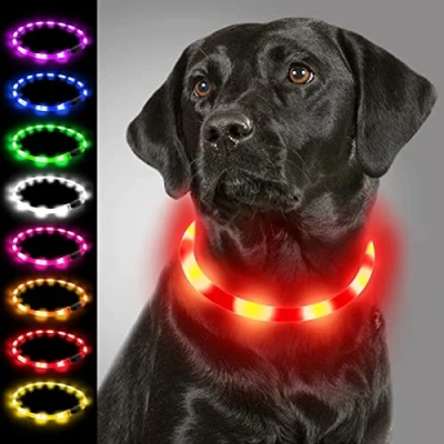 Image of Joytale Light Up Dog Collar,LED Flashing Collar for Night Walking, Rechargeable Glow Collars Puppy Small Medium and Large Dogs,Red