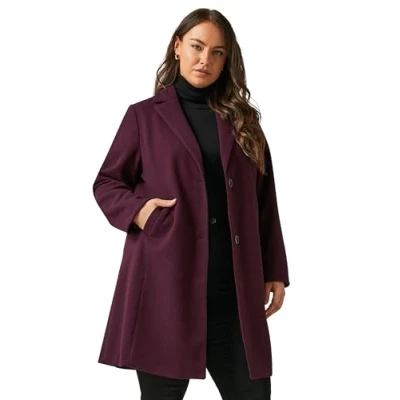 Image of EVANS Curve Burgundy City Coat Women&#039;s Plus Size