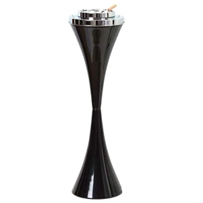 Image of Standing Ashtray Detachable Ashtrays Push Down Floor Stand Cigarettes with Lid Black