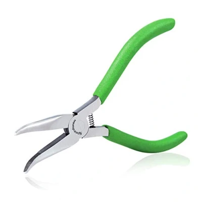 Image of SPEEDWOX Mini Bent Nose Pliers for Jewelry Making 4 1/2 Inches 45 Degree Curved Serrated Jaws Small Thin Needle Micro Chain Precision Fine Professional Beading Tool Hobby Craft
