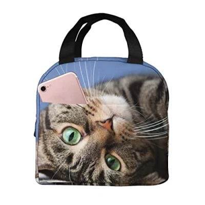 Image of Lunch Bag Tote for Women Cute Cat Insulated Cooler Thermal Box Adults Kids School Work