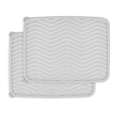 Image of Minky 2 Pack Drying Mat, Flexible Sink Large Draining Mat for Kitchen, Collapsible Dish Quick Dry Drainer Cutlery (Pack of 2)