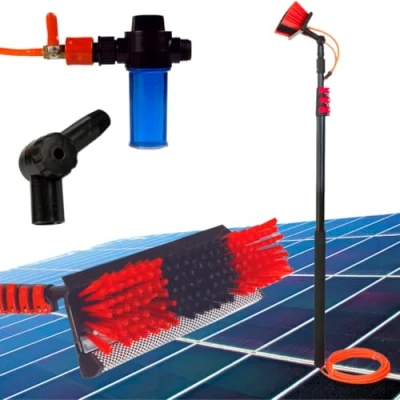 Image of Water Fed Telescopic brush For Cleaning roof, Powered, Solar panel cleaner, Window Kit, Squeegee, Trucks, Boats, Bus, Cars (7Mts Brush)