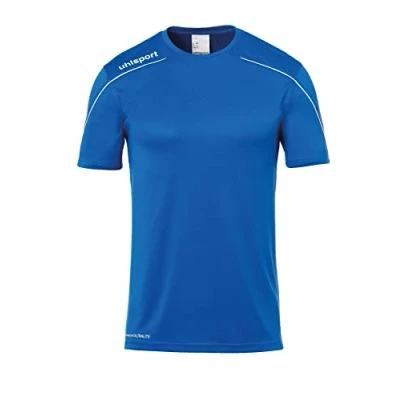 Image of Uhlsport Stream 22 Short Sleeve Jersey Men, Dark Grey Melange/Black, Moisture Wicking Crew Neck Dry Tech, Size S