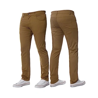 Image of BRAND KRUZE Mens Stretch Slim Fit Chino Trousers Casual Work Jeans Pants KZ104 TAN 34W / 34L