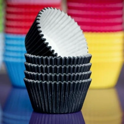 Image of Purple Cupcakes Cupcake Cases (Qty 60) Black