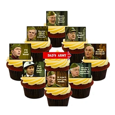 Image of Made4You Dad&#039;s Army Party Pack, Edible Cake Decorations Stand up Wafer Cupcake Toppers (36)