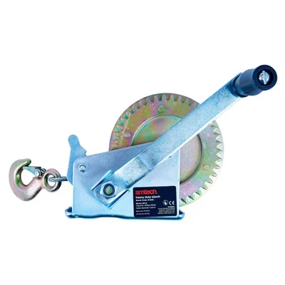 Image of Amtech S1000 Heavy Duty Boat Winch, Hand Winch Pulley with 10m Steel Cable and 550kg Capacity