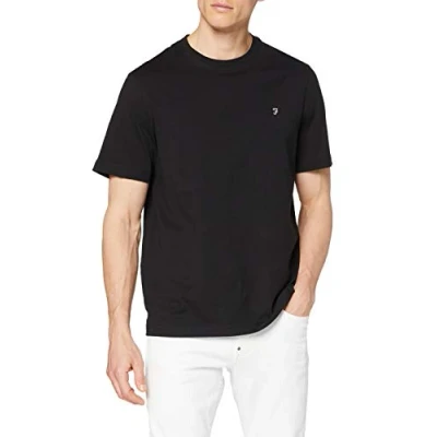 Image of Farah Mens Eddie Crew T Shirt in Black Cotton Size Medium