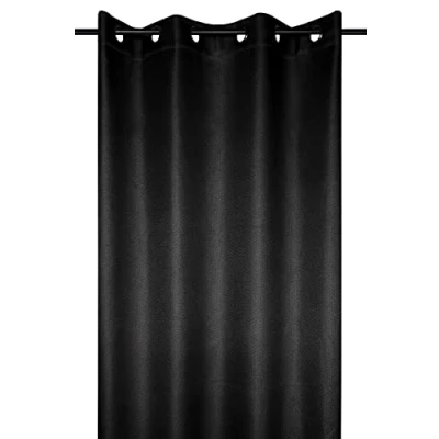 Image of Stof Lovely Casa Copenhague Polyester Curtain, Black, 140 x 260 cm