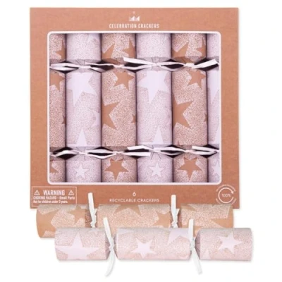 Image of Celebration Crackers Kraft Tray FSC Mix Eco Christmas of 6 x 12 inch White Stars