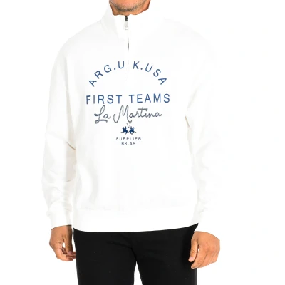 Image of La Martina TMF600 FP220 Mens zip up sweatshirt White Cotton Size Small