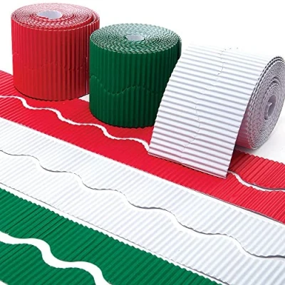 Image of Baker Ross FX325 Christmas Corrugated Borders Value Pack of 3, Classroom Essentials for Teachers, Display Materials, School Supplies