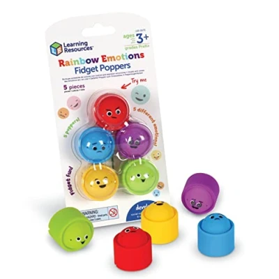 Image of Learning Resources Rainbow Emotion Fidget Poppers, 5 Pieces, Ages 3+, Sensory Toys, Social Emotional Learning, Toys for Toddlers, SEL Skills, Fine Motor Skills