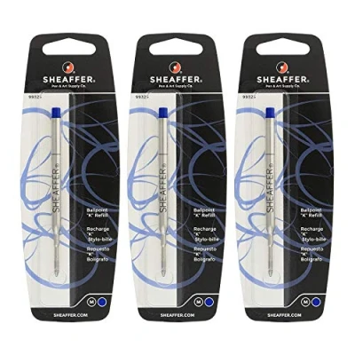 Image of Sheaffer K Ballpoint Pen Refill, Medium Point, Blue Ink, 3/Pack (99325) by