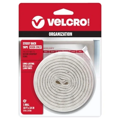 Image of VELCRO Brand Sticky Back 10&#039; x 3/4&quot; Tape Hook Only White