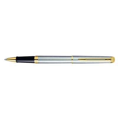Image of Waterman Hémisphère Rollerball Pen Stainless Steel with 23k Gold Trim Fine Point Black Ink Gift Box