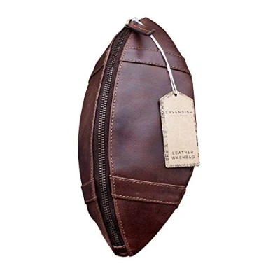 Image of Thumbs Up ThumbsUp American Football Genuine Leather Toiletry Bag, Brown, One Size CC AMFBWBAG,