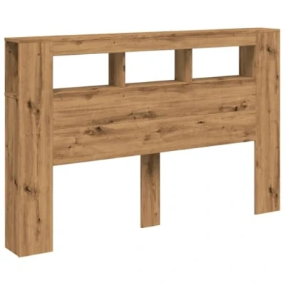 Image of vidaXL LED Headboard Engineered Wood Artisan Oak RGB Lights 160x18.5x103.5 cm Bedroom Decor