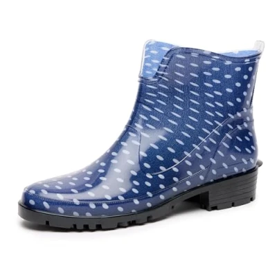 Image of Ladeheid Women&#039;s Ankle Rubber Wellington Boots LA 930 (Red/Checkered, 4.5 UK)