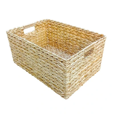 Image of Red Hamper Rectangular Water Hyacinth Storage Baskets, Wicker, Brown, 23 x 47 34 cm