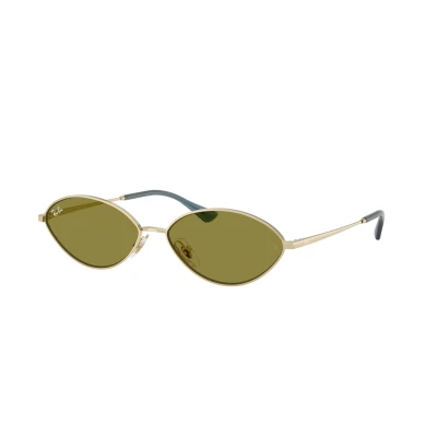 Image of Ray Ban Unisex RB3757 KAI 9213/2 Sunglasses Metal Gold Green Round Normal