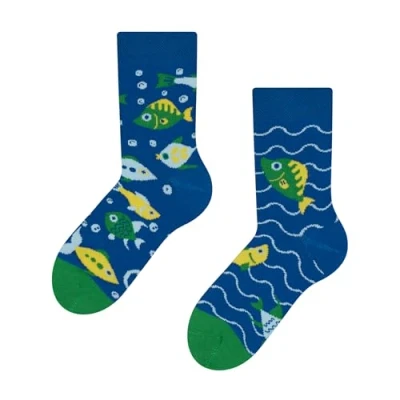 Image of Dedoles Unisex Socks for Women, Men &amp; Kids Cotton Funny Designs Football Bicycle Horses Plants Firefighter Gift Mismatched, Design: Tropical Fish, Colour: Blue, Size: 6 8K UK