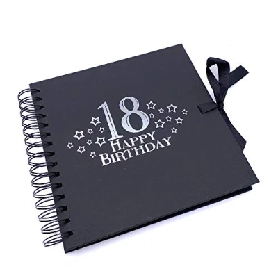 Image of 18th Birthday Black Scrapbook, Guest Book Or Photo album With Silver Script