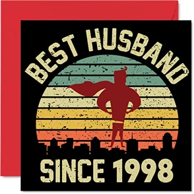 Image of 26th Anniversary Card for Husband from Wife Best Since 1998 I Love You Gifts, Happy Wedding Cards Partner, 145mm x Greeting Twenty Sixth Anniversaries