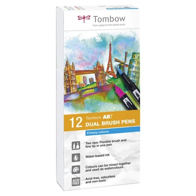 Image of Tombow ABT Dual Brush Pen Primary Colours (Pack of 12)