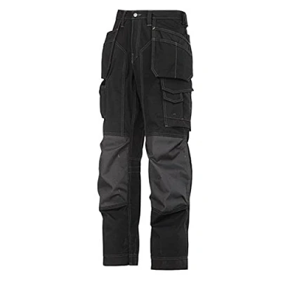 Image of Snickers Floorlayer Holster Pockets Trousers, Rip Stop Black/Black Waist 33&quot; Inside leg 32&quot;
