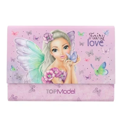 Image of Depesche TOPModel Fairy Love 12974 Writing Paper Set in Purple Expanding Folder with Model Motif and Butterflies Includes 24 Letter Sheets 3 Designs 18 Envelopes