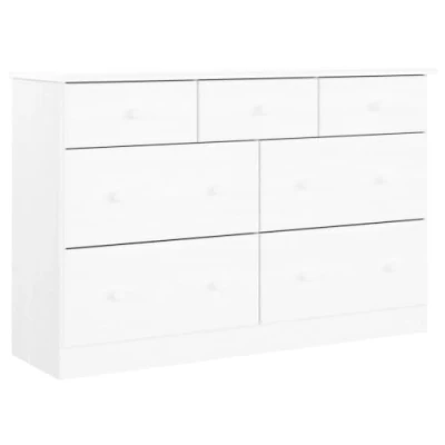 Image of vidaXL Chest of Drawers, Storage Cabinet for Living Room Office, Sideboard with Side Cabinet, Scandinavian Style, ALTA White Solid Wood Pine