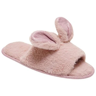 Image of Undercover Ladies Bunny Ear Fur Slippers 640046 Pink 3 4