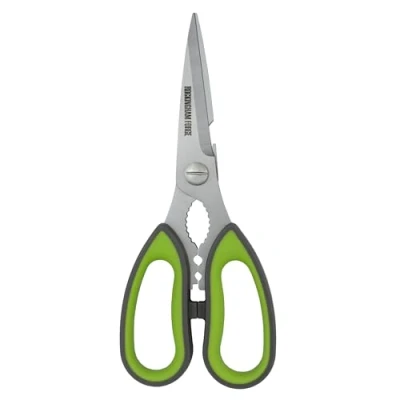 Image of Rockingham Forge Sharp Kitchen Scissors with Nut Cracker and Bottle Opener, Rust Resistant Stainless Steel Blades, 9 CM, Green Grey