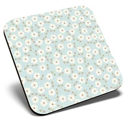 Image of Great Single Coaster Square Cute Daisy Flowers Duck Egg Glossy Quality Coasters Tabletop Protection for Any Table Type #2847