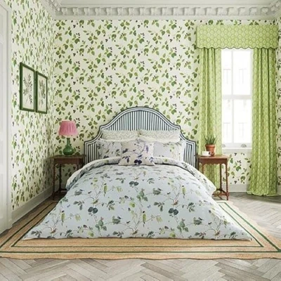 Image of Sanderson Woodland Chorus Duvet Cover Set Single Blue Grey