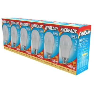Image of Eveready GLS B22 LED Bulb 13.8W Replaces 100W Warm White (3000k) 1521 Lumens Non Dimmable Light Bulb. Pack of 6 Bulbs.