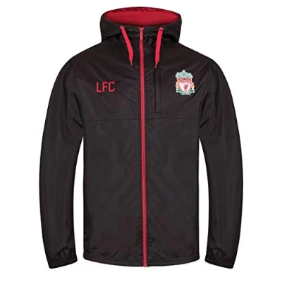 Image of Liverpool FC Official Football Gift Mens Shower Jacket Windbreaker XL Black