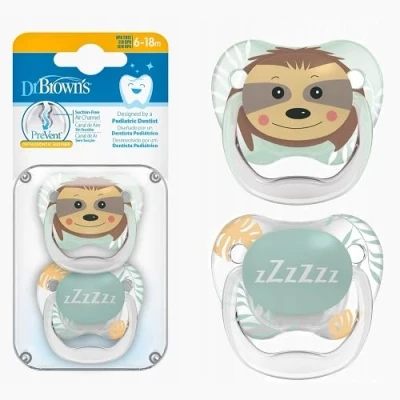 Image of Dr. Brown&#039;s Prevent Soothers, Animal Faces, Multicolour (Pink), 6 12 Month