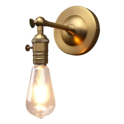 Image of Phansthy Industrial Wall Light with Switch Adjustable Arm Vintage Loft Lamp Indoor Sconce Lighting Fixtures E27 Socket (Antique Brass)