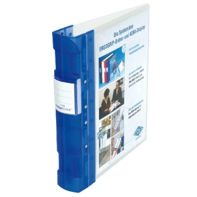 Image of Wedo Ergogrip 5828003 Presentation Folder (A4, 4 Ring Mechanism, Plastic, 31.3 x 5.6 28.0 cm) Blue/Transparent