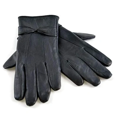 Image of Ladies Genuine Leather Gloves Fleece Lined Warm Winter thermal Driving S/M M/L (Black, S/M)