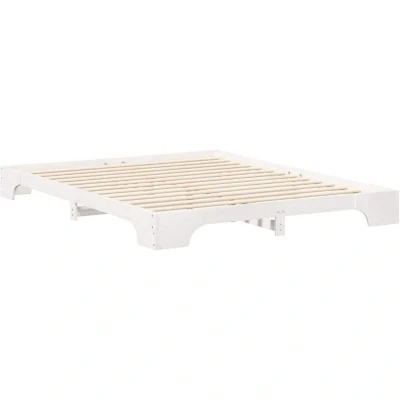 Image of vidaXL Floor Bed Frame with Storage White 160 x 220 cm Solid pine wood