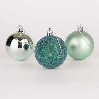Image of 60mm/6Pcs Christmas Baubles Shatterproof Turquoise, Tree Decorations Ball Ornaments Balls Xmas Hanging Holiday Decor Shiny,Matte,Glitter